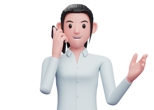 Business woman having a telephone conversation  3D Icon