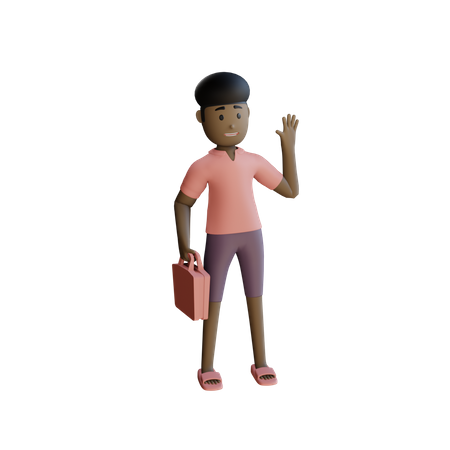 Business woman Holding Briefcase  3D Icon