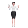 business woman with mobile 3d logos