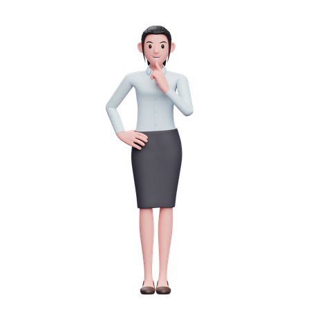 Business woman in doubt  3D Illustration