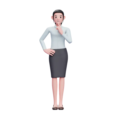 Business woman in doubt  3D Illustration