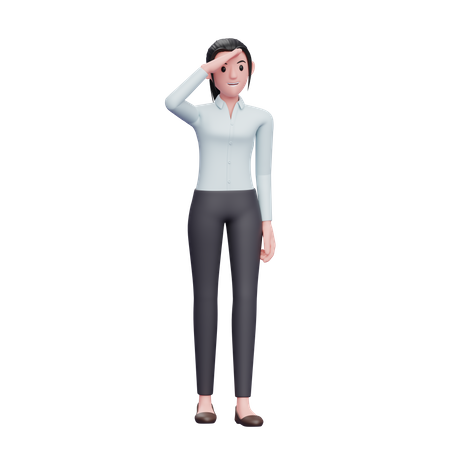 Business woman in looking far away  3D Illustration