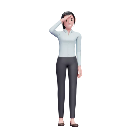 Business woman in looking far away  3D Illustration