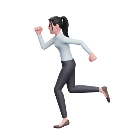 Business Woman In Rush  3D Illustration