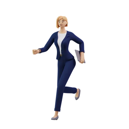 Business Woman In Rush  3D Illustration