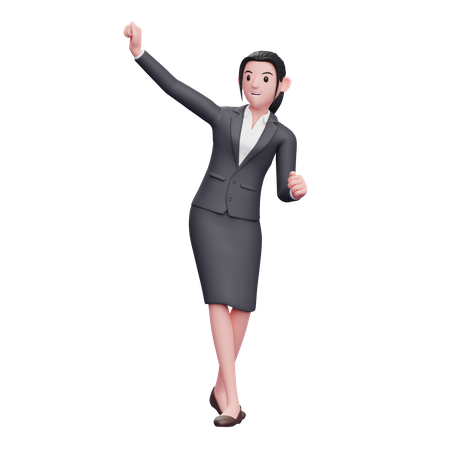 Business Woman In Suit Dancing  3D Illustration