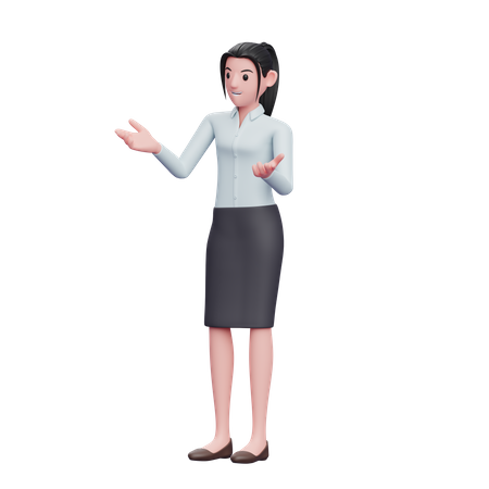 Business Woman in Talking Pose  3D Illustration