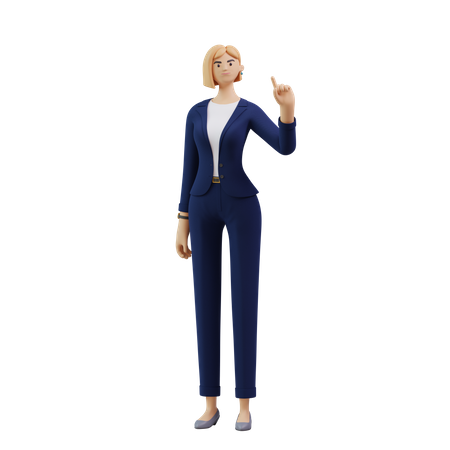 Business Woman in Thinking Pose  3D Illustration