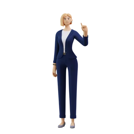 Business Woman in Thinking Pose  3D Illustration