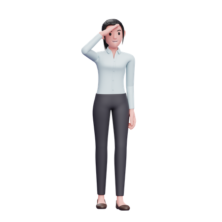 Business woman in looking far away 3D Illustration