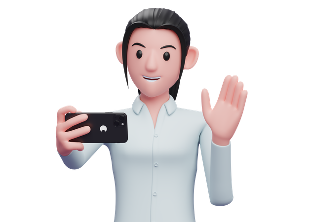 Business woman making a video call  3D Icon