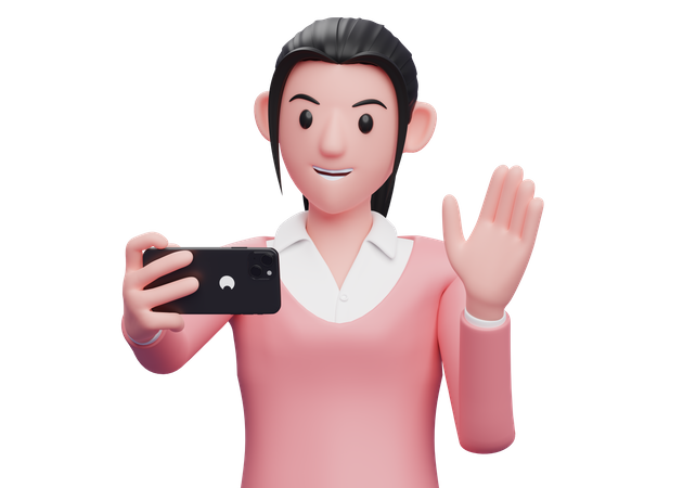 Business woman making a video call  3D Illustration