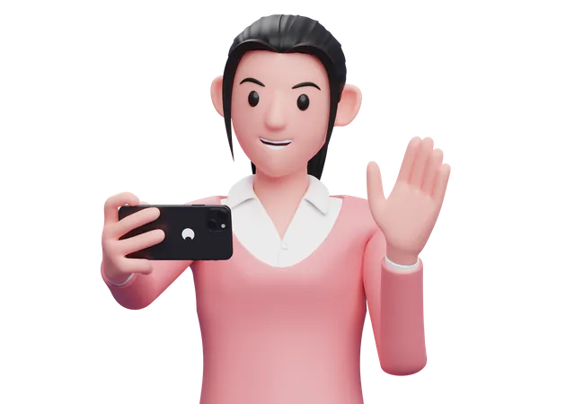 Business woman making a video call  3D Illustration