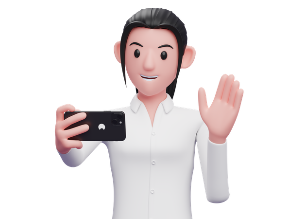 Business woman making a video call  3D Illustration