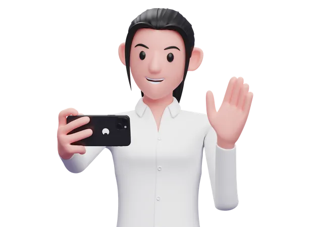 Business woman making a video call  3D Illustration