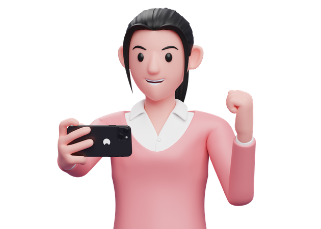 Business woman making a video call  3D Illustration