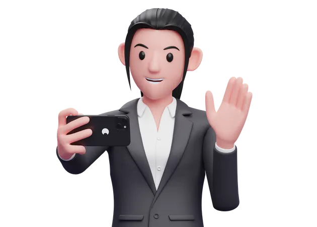 Business woman making a video call  3D Illustration