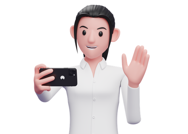 Business woman making a video call 3D Illustration