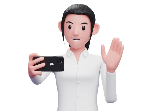 Business woman making a video call 3D Illustration