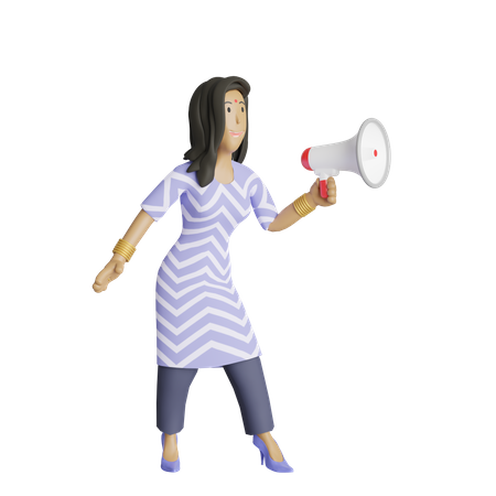 Business woman making announcement  3D Icon