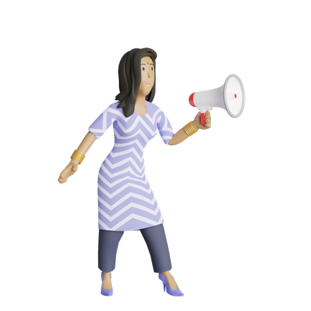 Business woman making announcement  3D Illustration