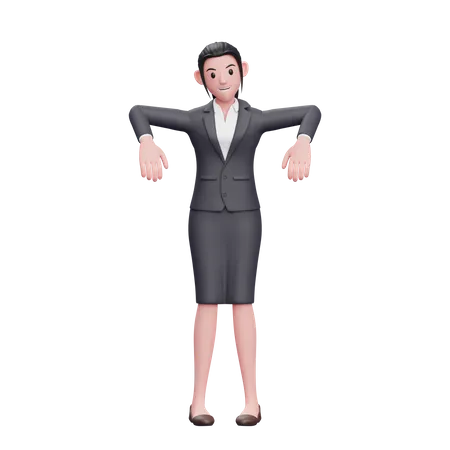 Business Woman giving Marionette Pose  3D Illustration