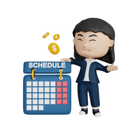 Business woman planning schedule  3D Icon