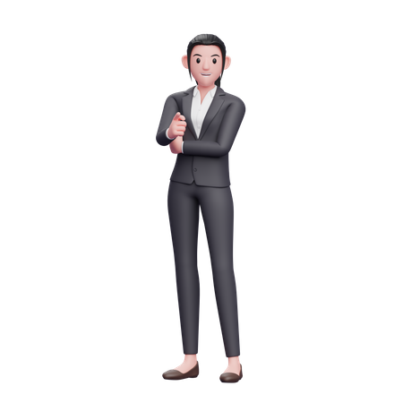 Business Woman Pointing At front 3D Illustration