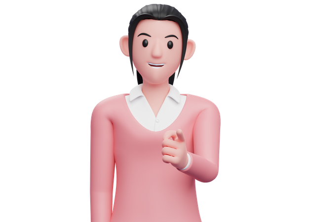 Business woman Pointing at the camera  3D Icon
