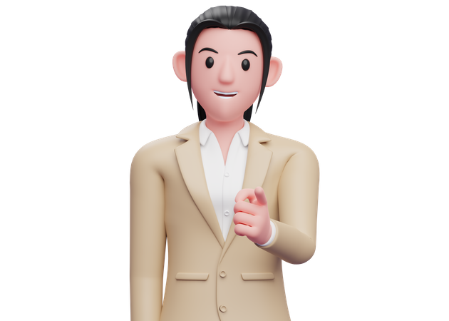 Business woman Pointing at the camera  3D Icon