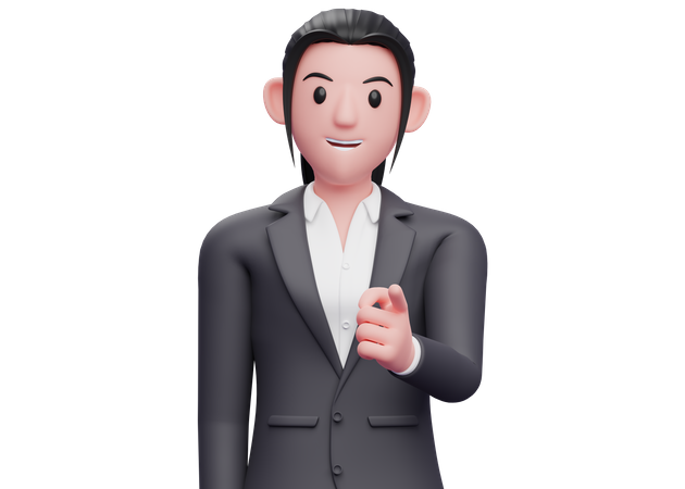 Business woman Pointing at the camera  3D Illustration