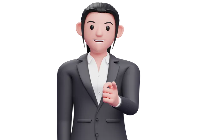 Business woman Pointing at the camera  3D Illustration