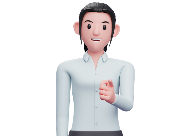 Business woman Pointing at the camera  3D Illustration