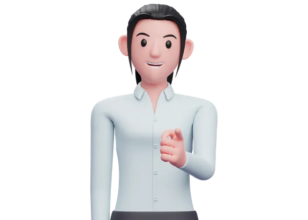 Business woman Pointing at the camera  3D Illustration