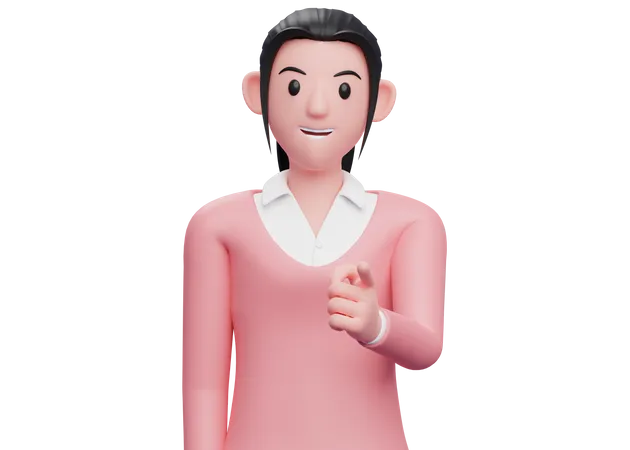 Business woman Pointing at the camera  3D Illustration