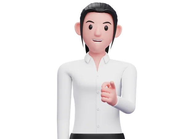 Business woman Pointing at the camera  3D Illustration