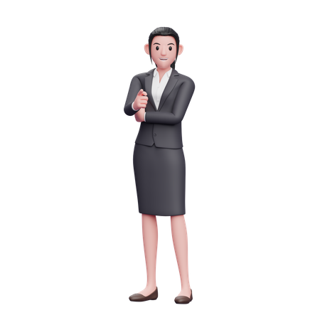 Business Woman pointing finger 3D Illustration
