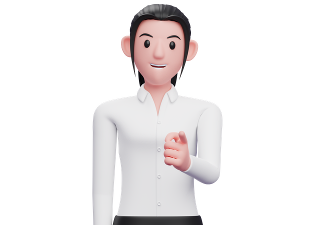 Business woman Pointing at the camera 3D Illustration