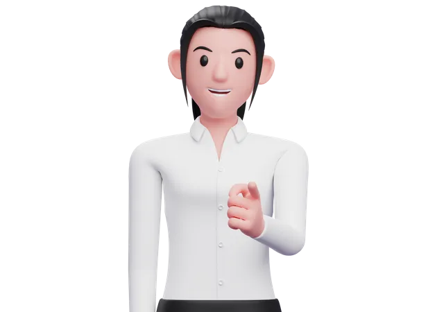 Business woman Pointing at the camera 3D Illustration