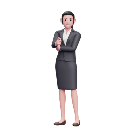 Business Woman pointing finger  3D Illustration