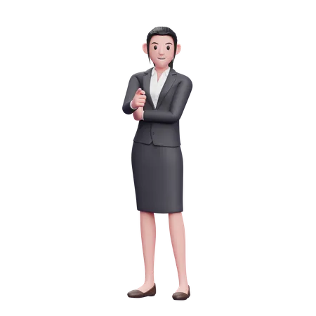 Business Woman pointing finger  3D Illustration