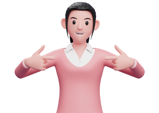 Business woman pointing fingers at herself  3D Icon