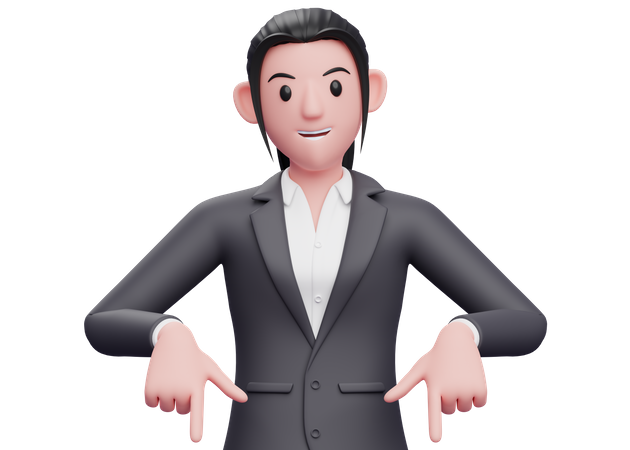 Business woman pointing fingers at herself  3D Icon
