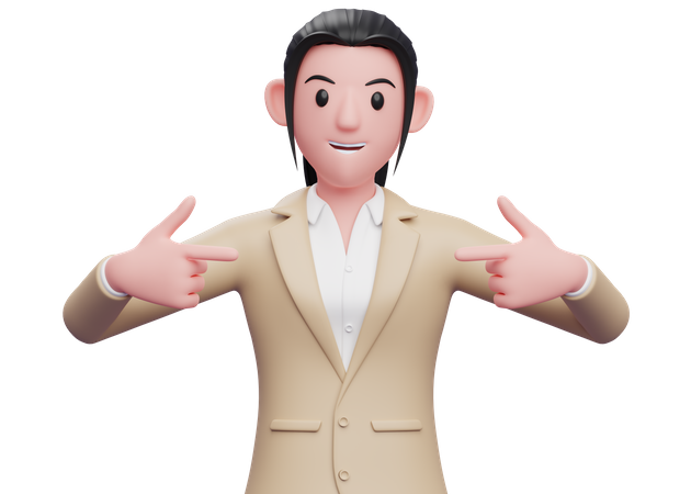 Business woman pointing fingers at herself  3D Illustration