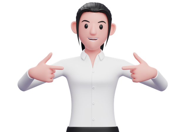 Business woman pointing fingers at herself  3D Illustration