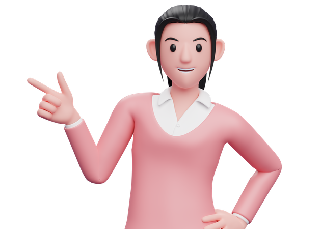 Business woman pointing to the side  3D Illustration