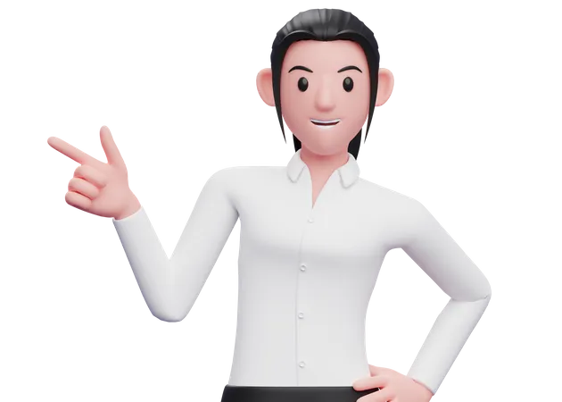 Business woman pointing to the side  3D Illustration