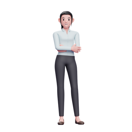 Business Woman Posing With Crossed Arms  3D Illustration