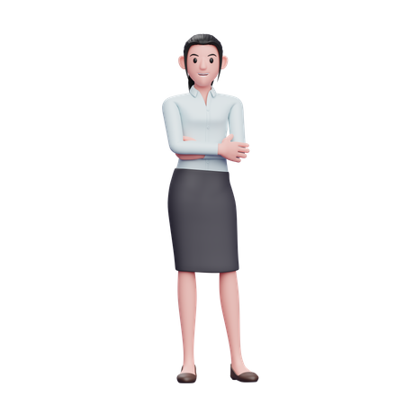 Business Woman Posing With folded arms  3D Icon