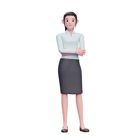 Business Woman Posing With folded arms  3D Illustration